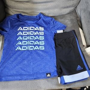 Adidas blue moisture wick short set toddler